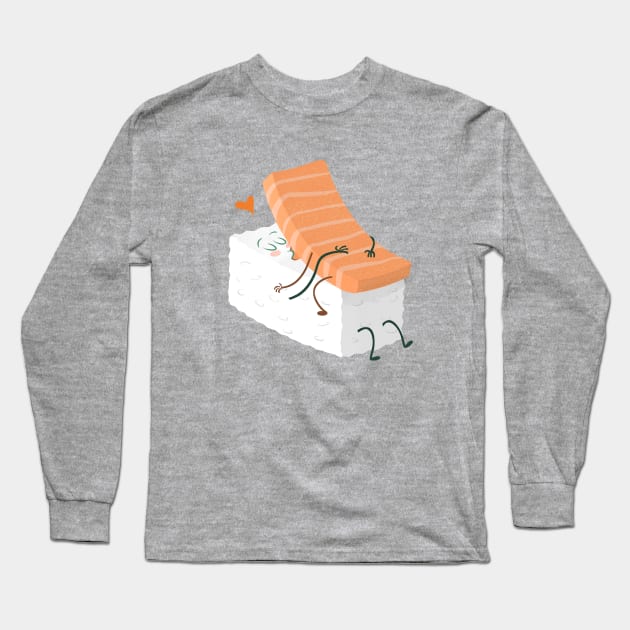 Rice and Salmon in Love Long Sleeve T-Shirt by Queenmob